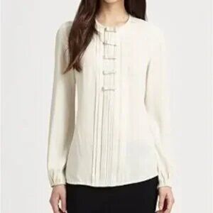 Diane Von Furstenberg Novalee Blouse in Cream or Talc Size 8